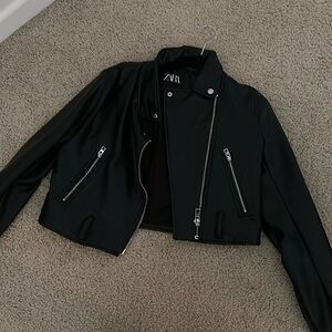 Zara cropped leather jacket